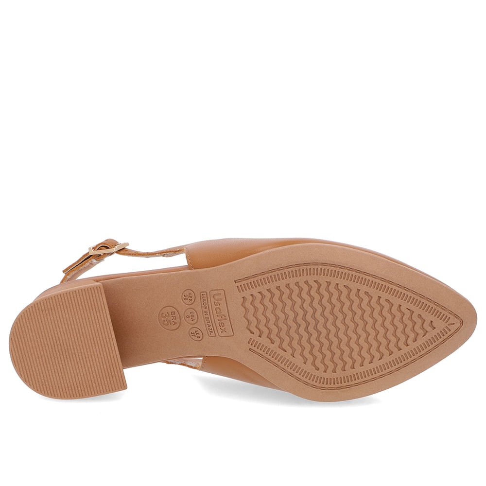 Slingback Marrom Salto Bloco Couro Marrom 5
