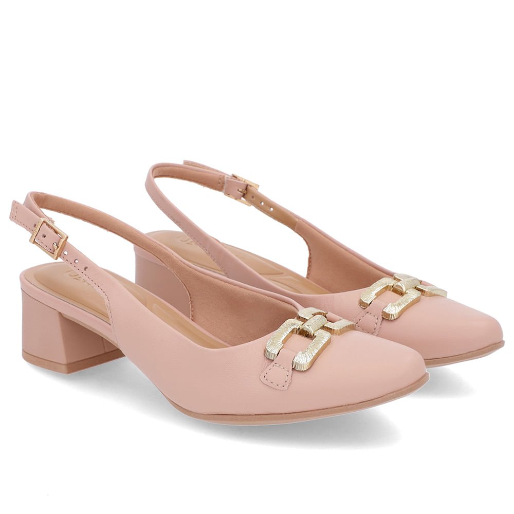 Slingback Rosa Salto Bloco Couro Rosa 2