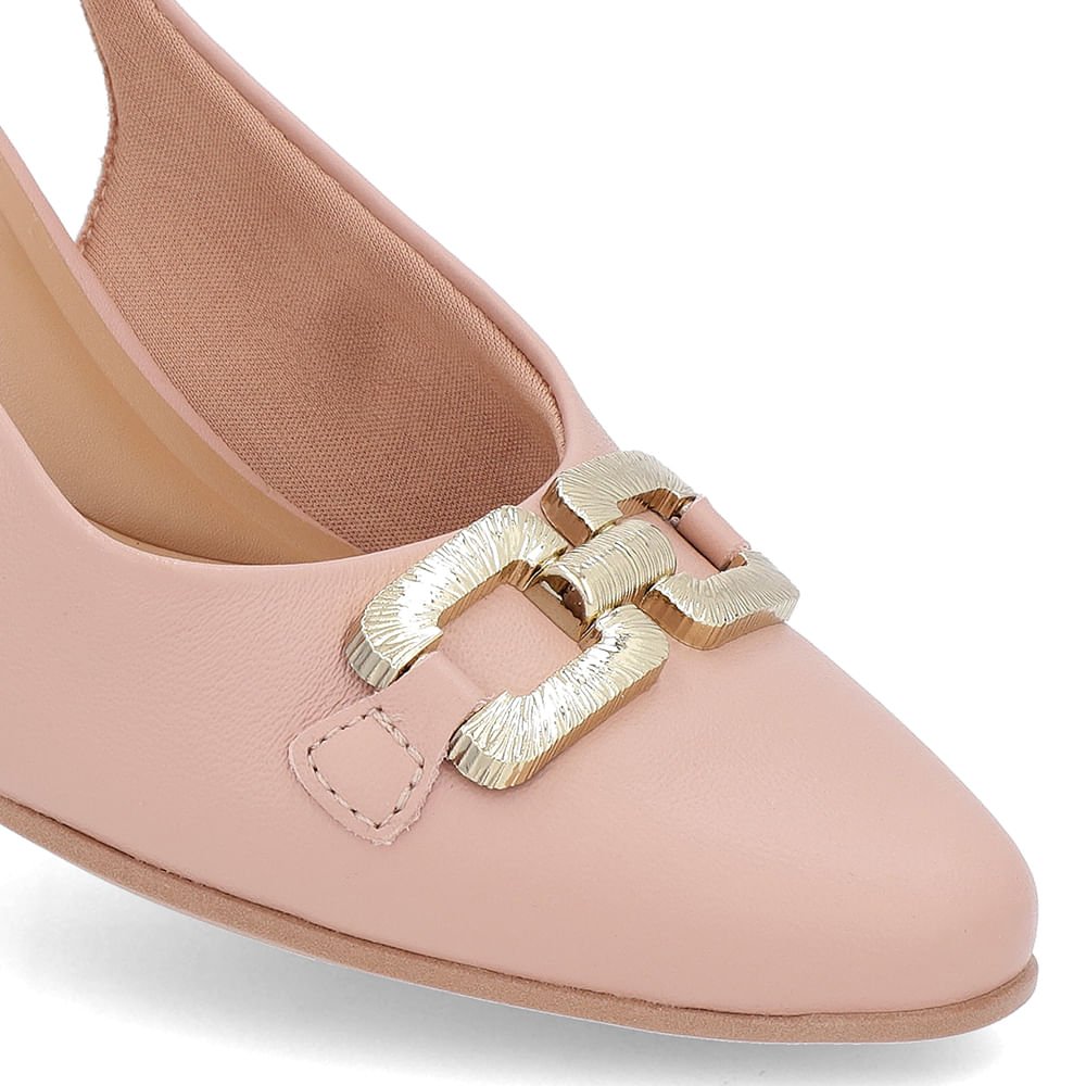 Slingback Rosa Salto Bloco Couro Rosa 4