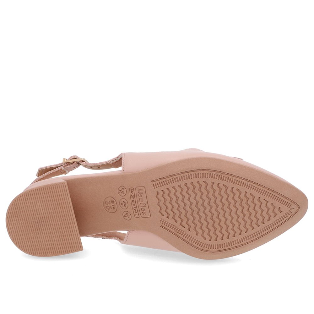 Slingback Rosa Salto Bloco Couro Rosa 5