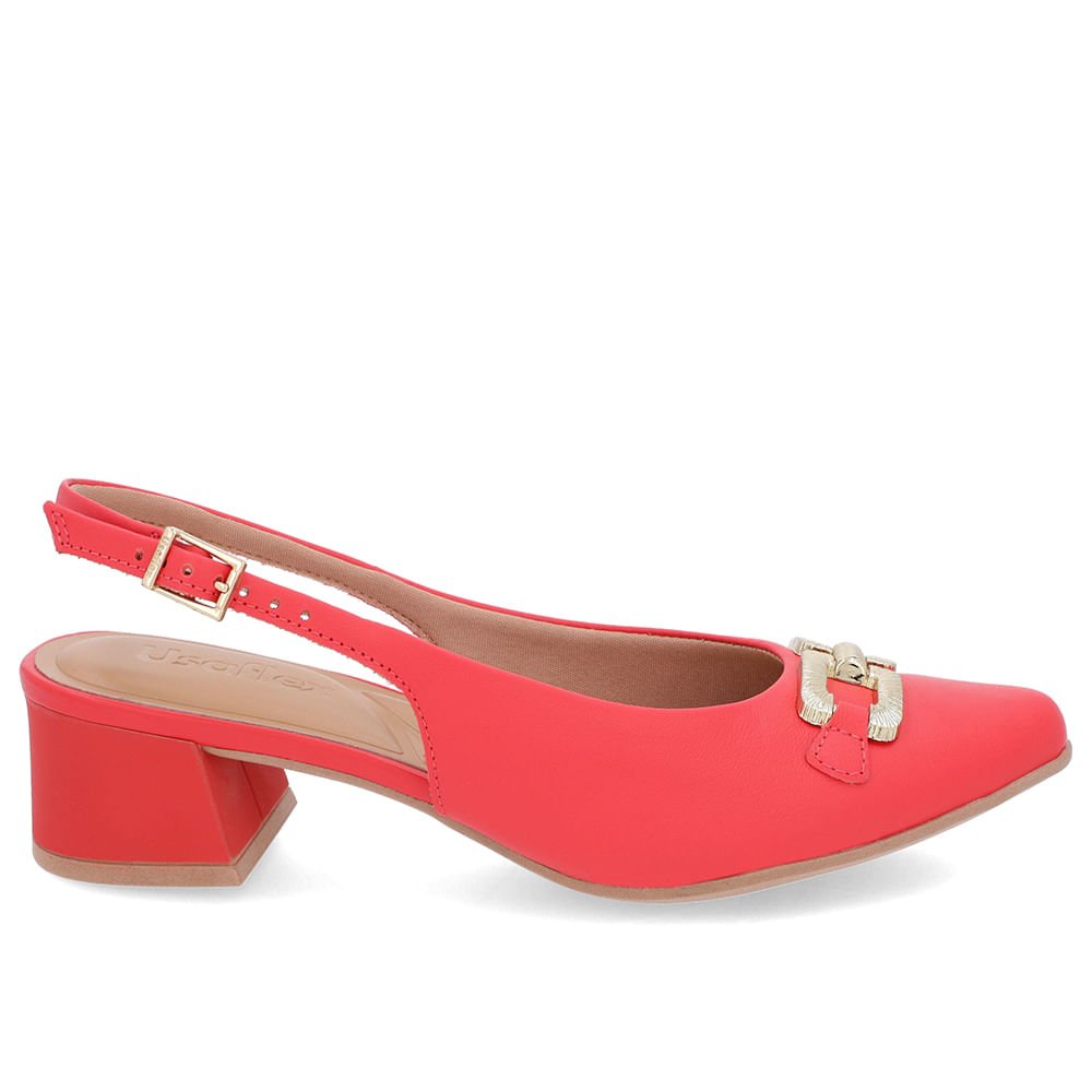 Slingback Vermelho Salto Bloco Couro Vermelho 1