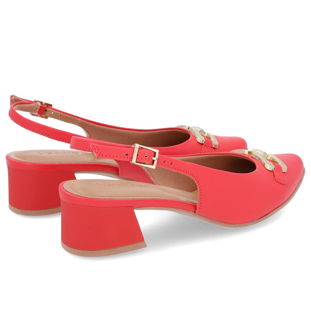 Slingback Vermelho Salto Bloco Couro Vermelho 3