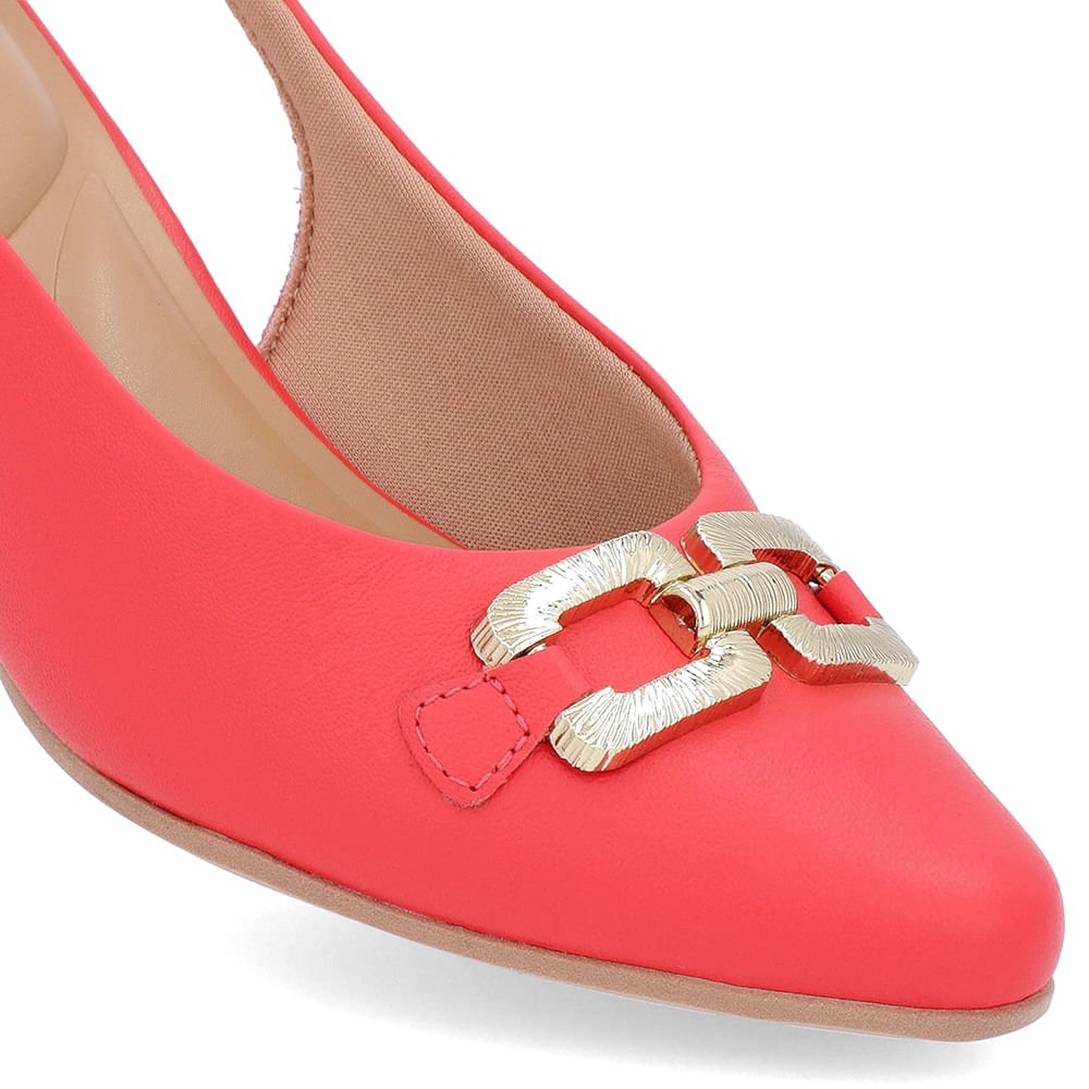 Slingback Vermelho Salto Bloco Couro Vermelho 4