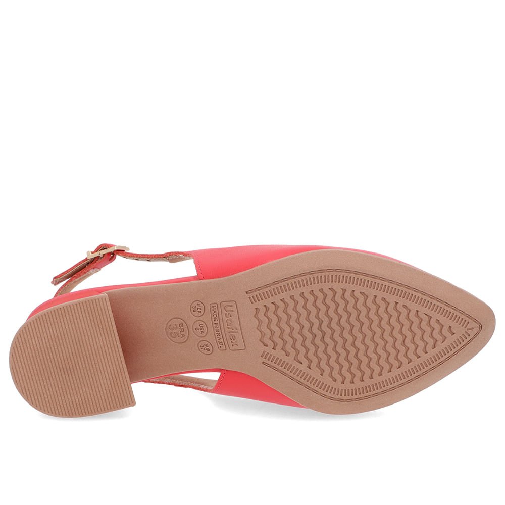 Slingback Vermelho Salto Bloco Couro Vermelho 5