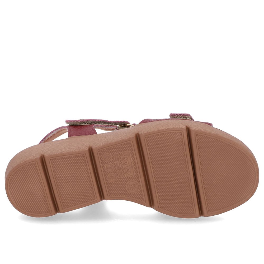 Sandália Plataforma Couro Vermelha Ajuste Fecho-Flex Bordô 5