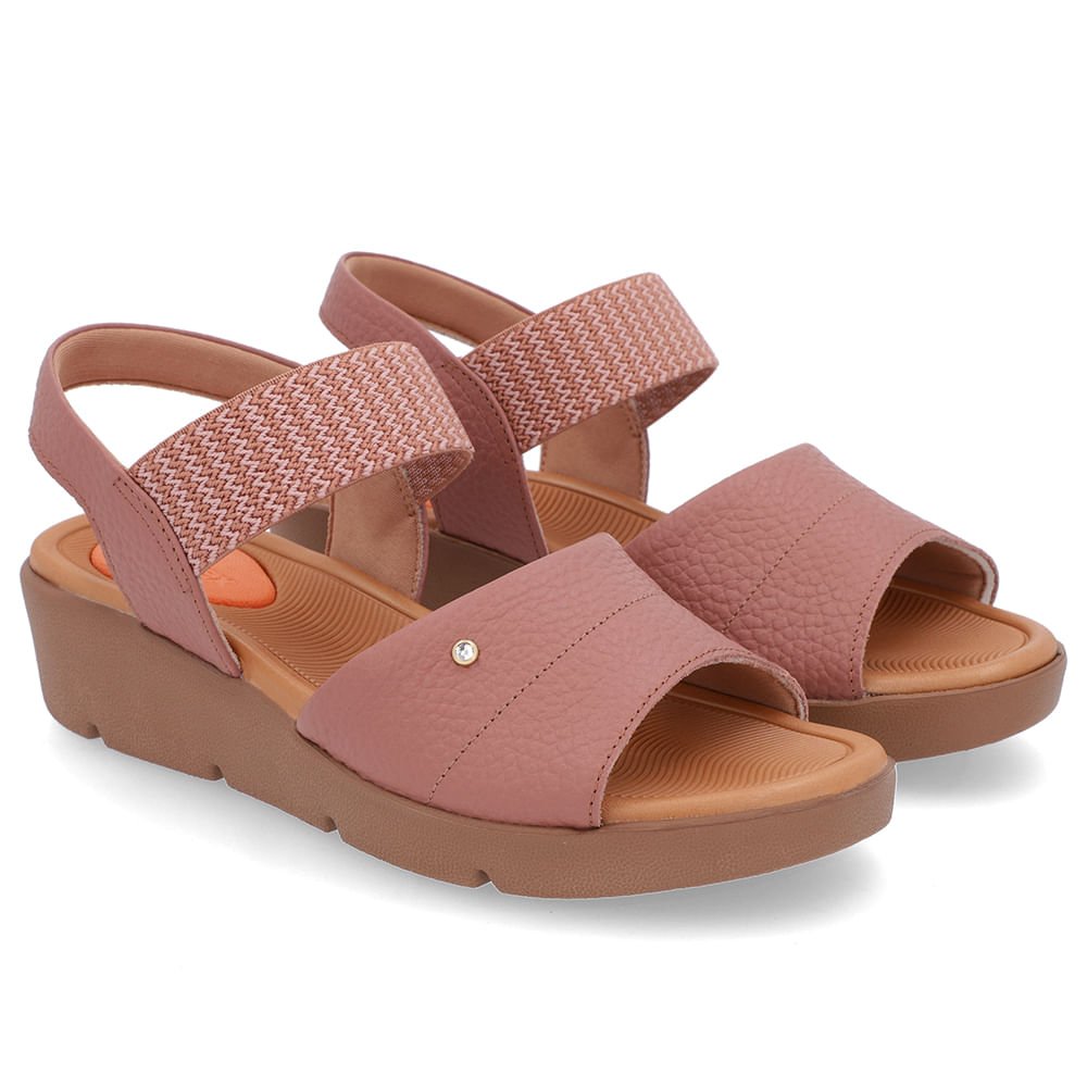Sandália Salto Plataforma Tira Fofa Couro Rosa Rosa 2