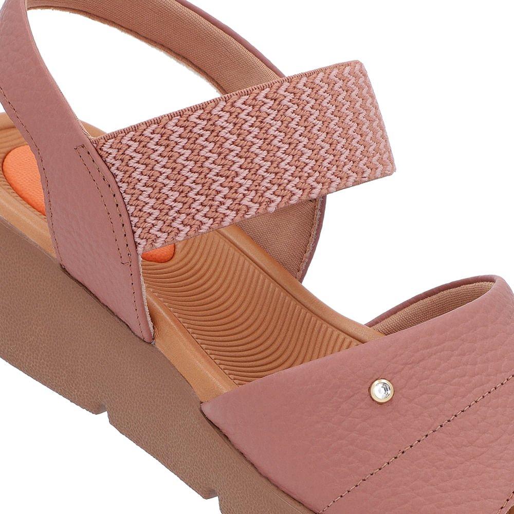 Sandália Salto Plataforma Tira Fofa Couro Rosa Rosa 4