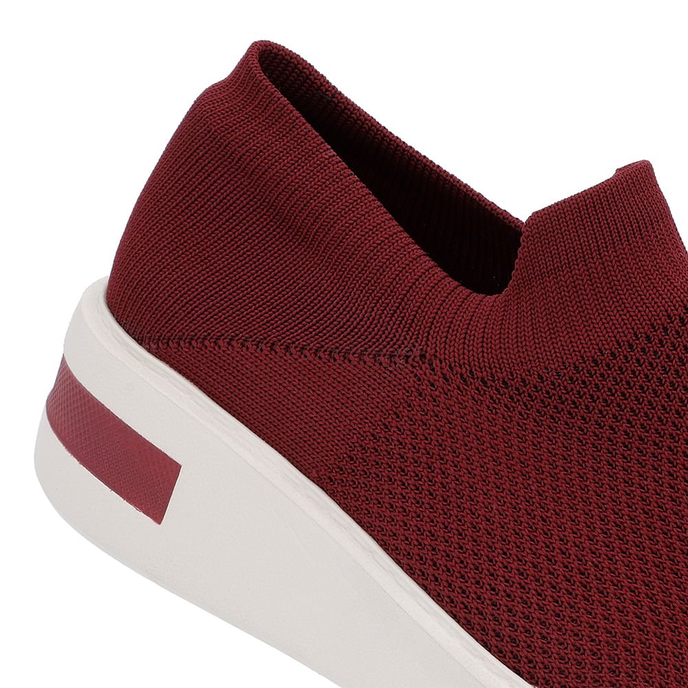 Tênis Vermelho Tricot Detalhe Sola Bordô 4
