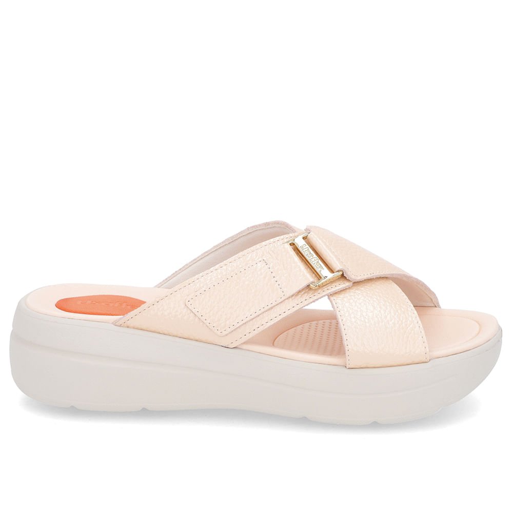 Tamanco Salto Plataforma Couro Laranja Tiras