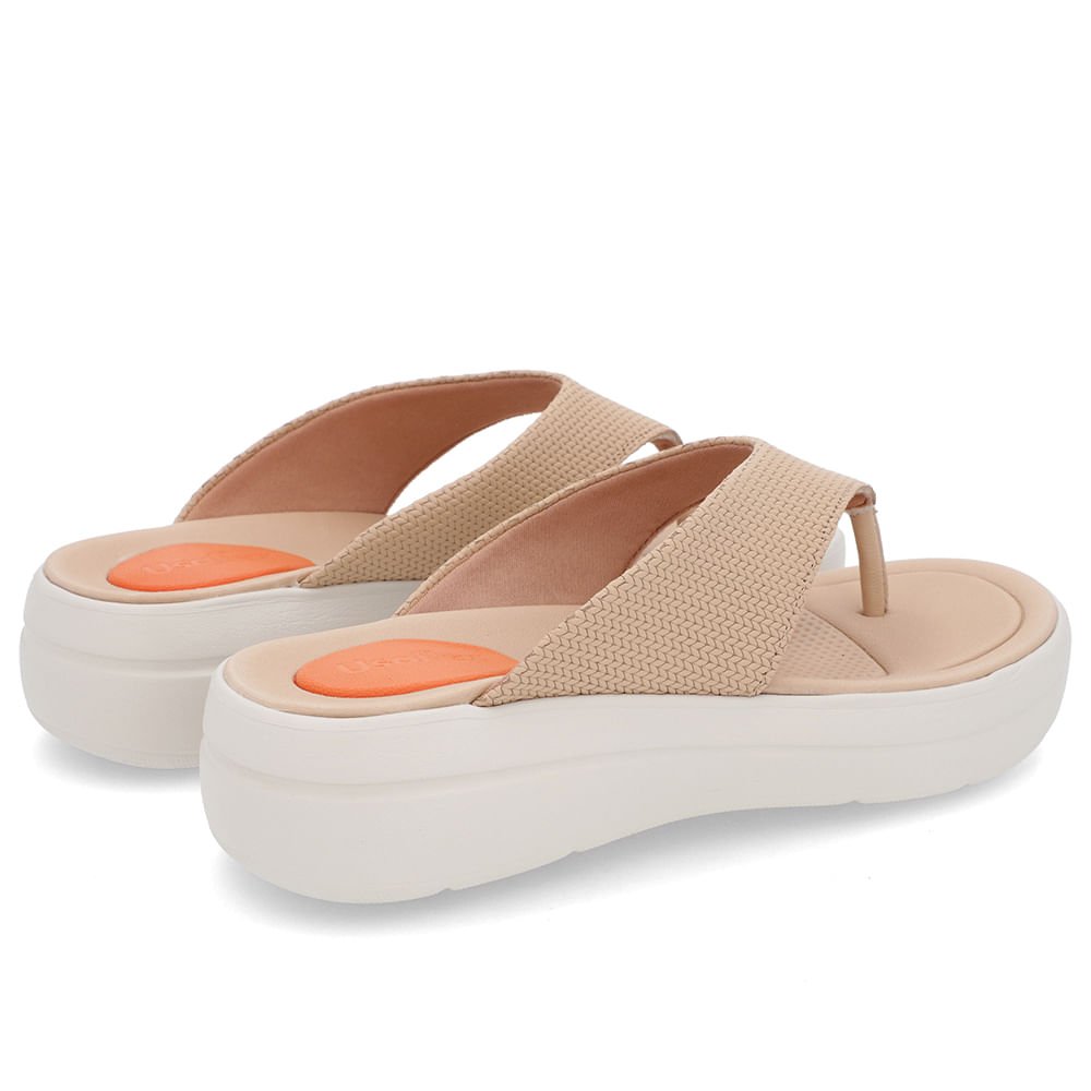 Chinelo Básico Couro Bege Liso Bege 3