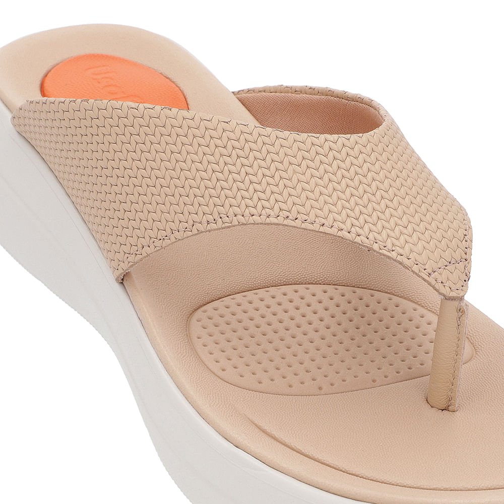 Chinelo Básico Couro Bege Liso Bege 4