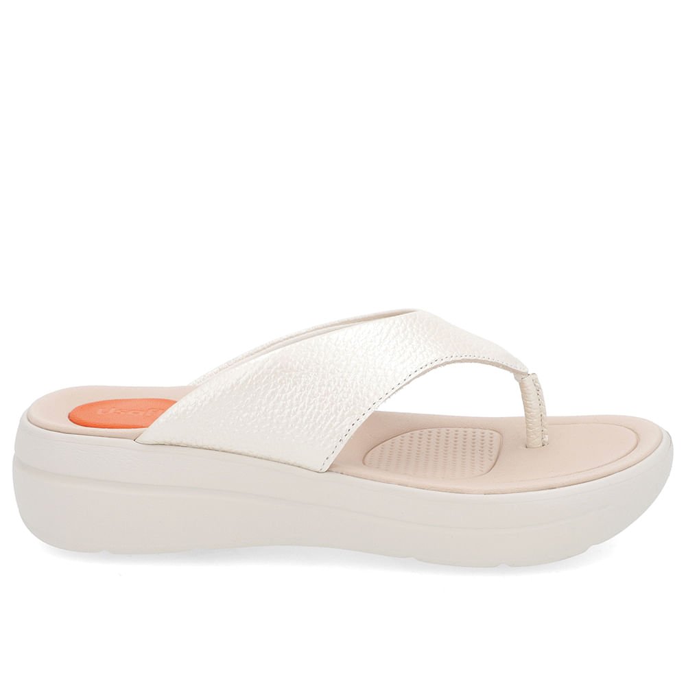Chinelo Básico Couro Off-White Liso