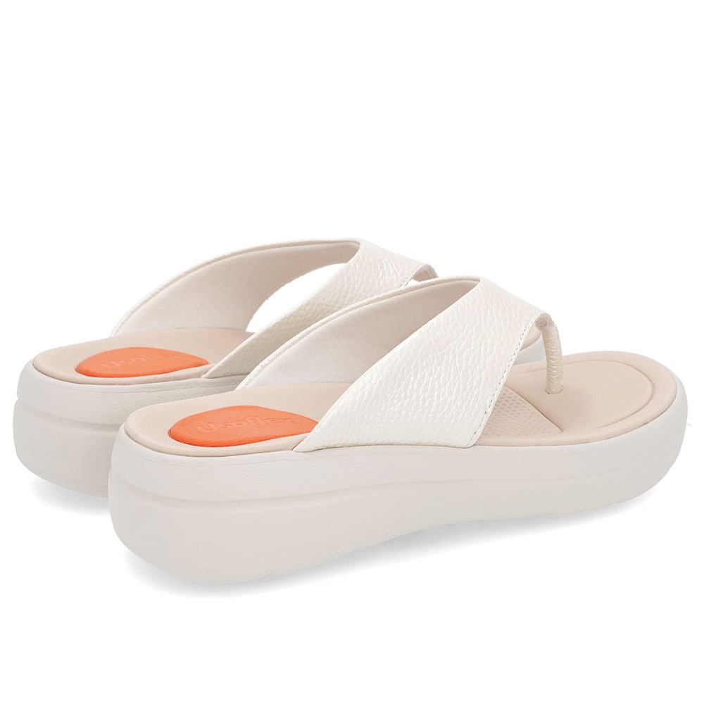 Chinelo Básico Couro Off-White Liso Branco 3