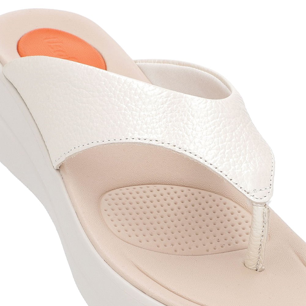 Chinelo Básico Couro Off-White Liso Branco 4