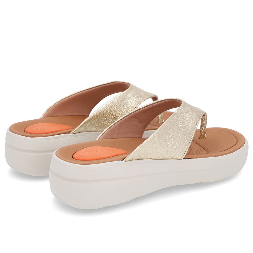 Chinelo Básico Couro Dourado Liso