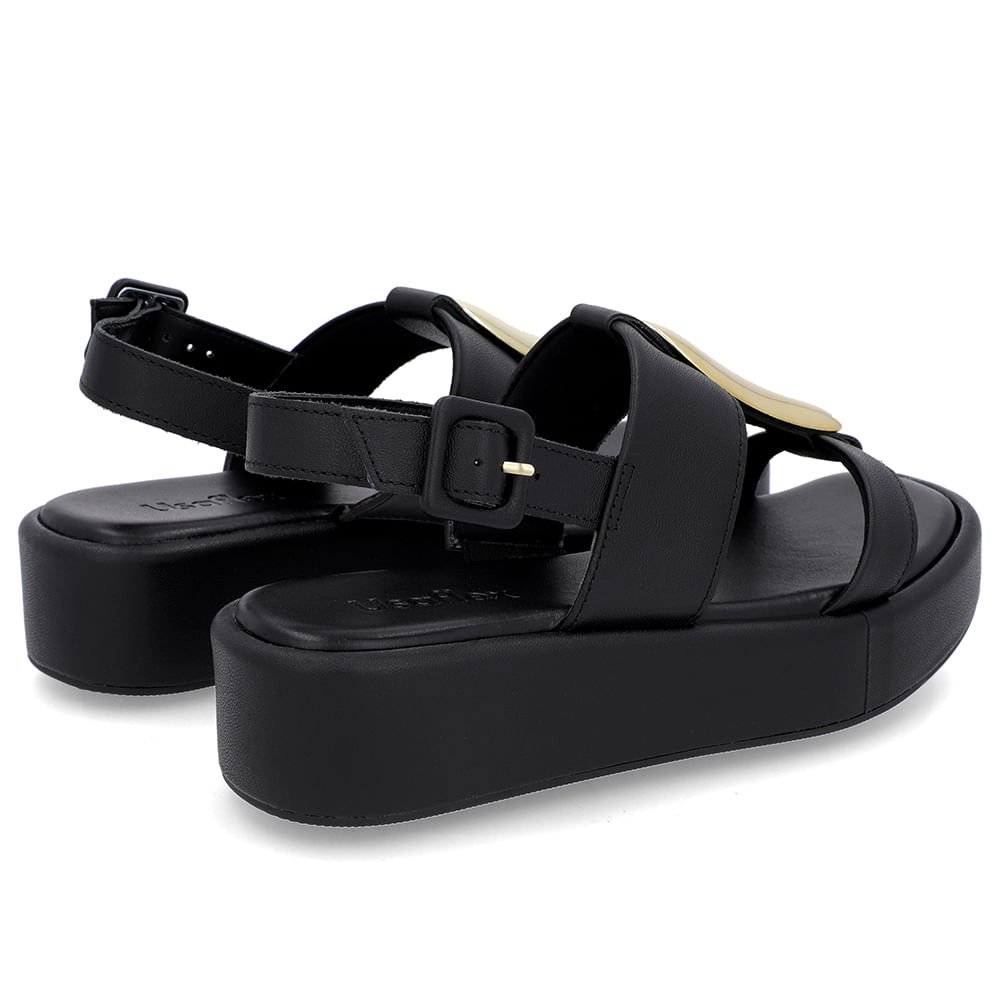 Sandália Plataforma Couro Preto Maxi Enfeite Preto 3