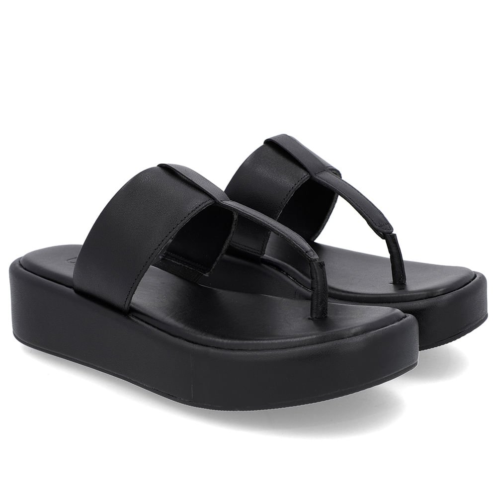 Chinelo Liso Couro Preto Preto 2