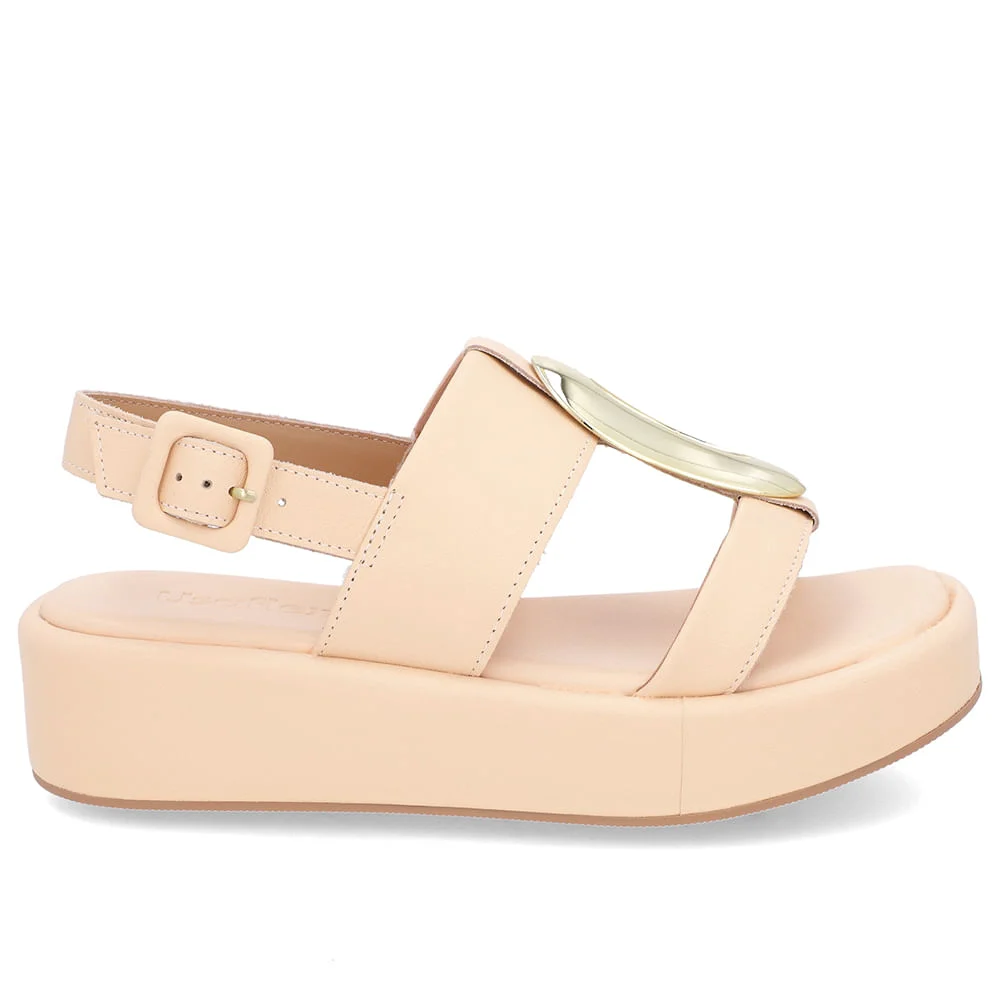 Sandália Plataforma Couro Laranja Maxi Enfeite Laranja 3