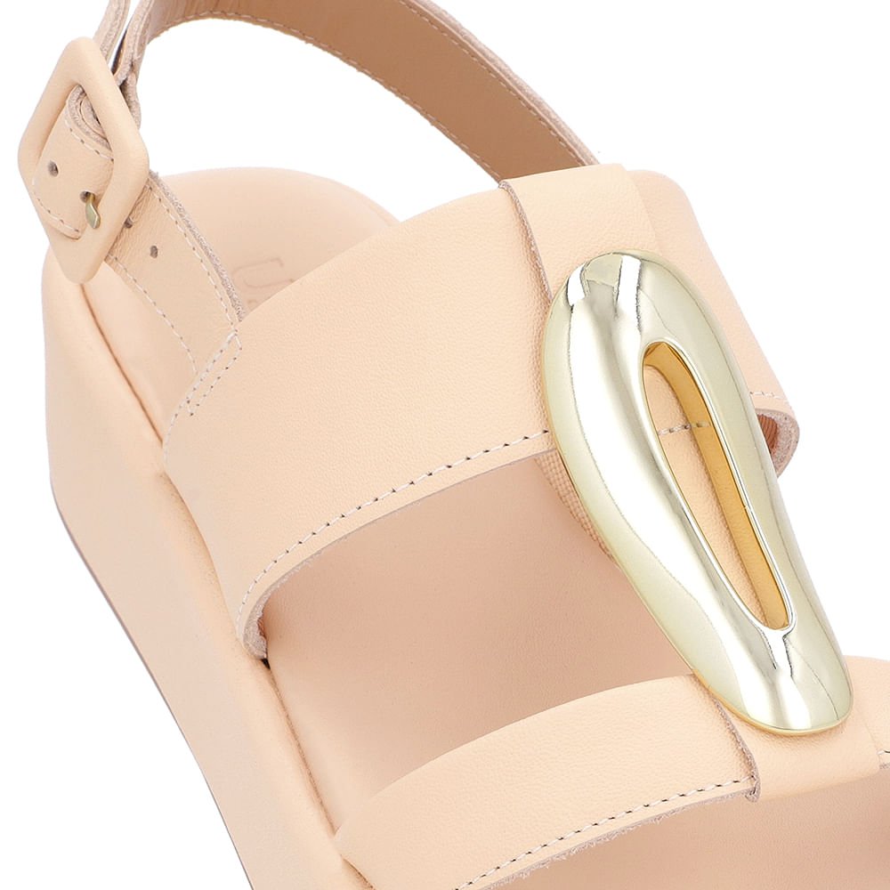 Sandália Plataforma Couro Laranja Maxi Enfeite Laranja 4