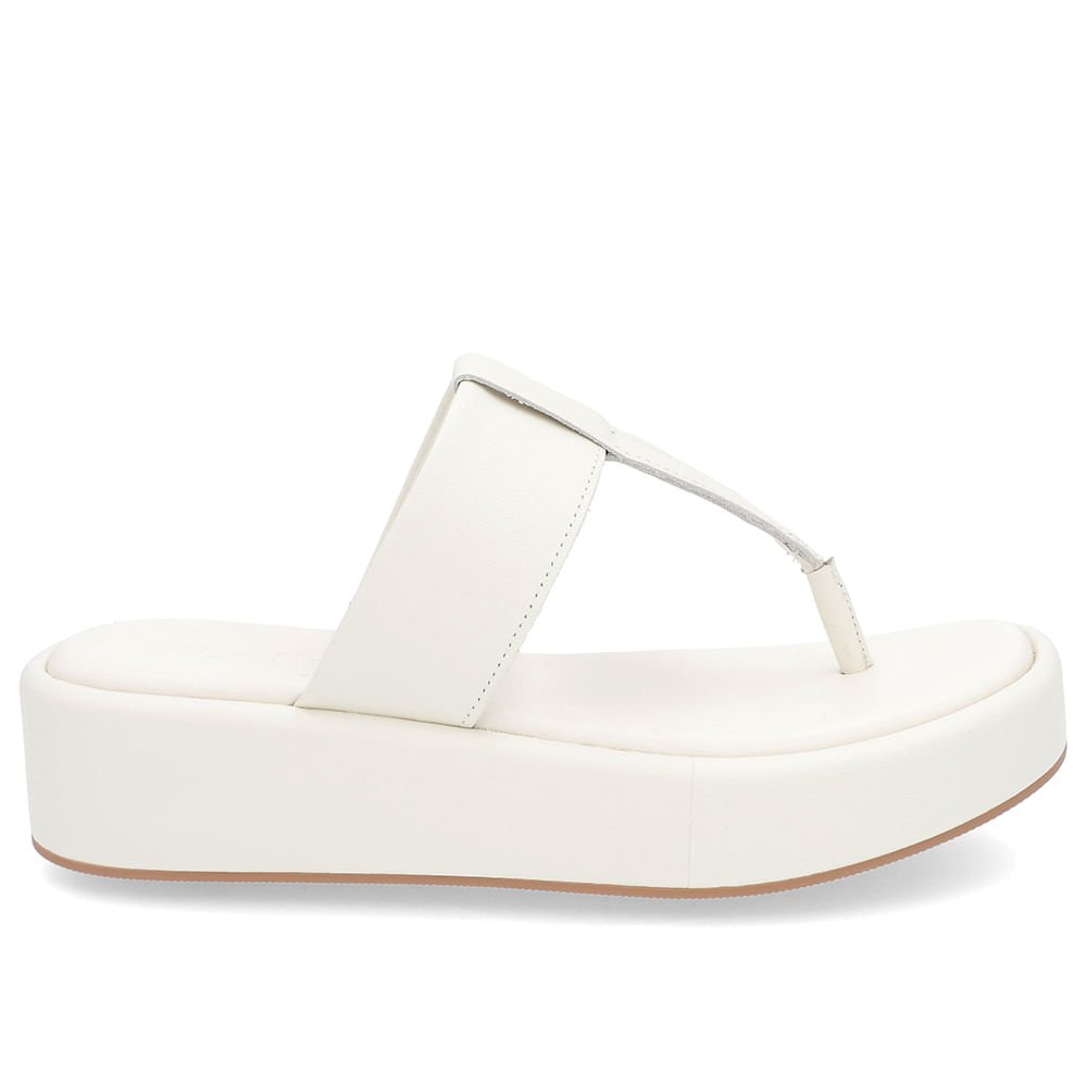 Chinelo Liso Couro Off-White Branco 3