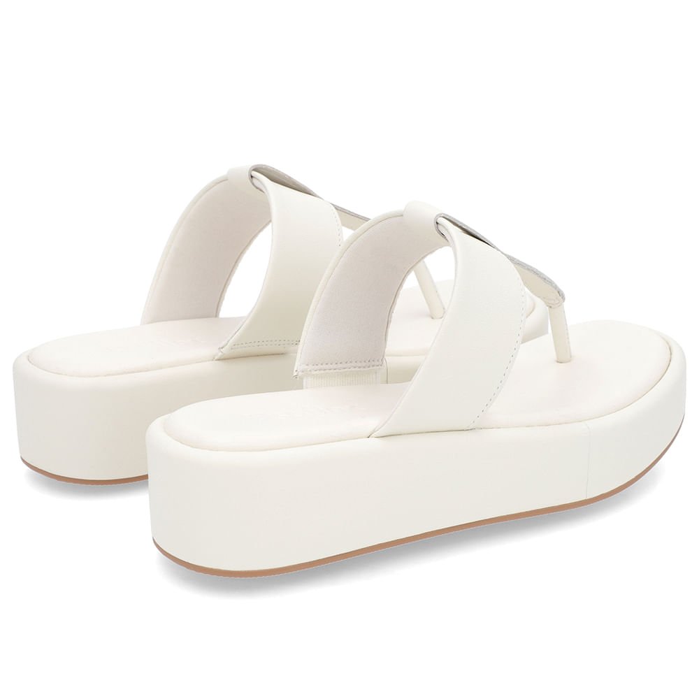 Chinelo Liso Couro Off-White Branco 5