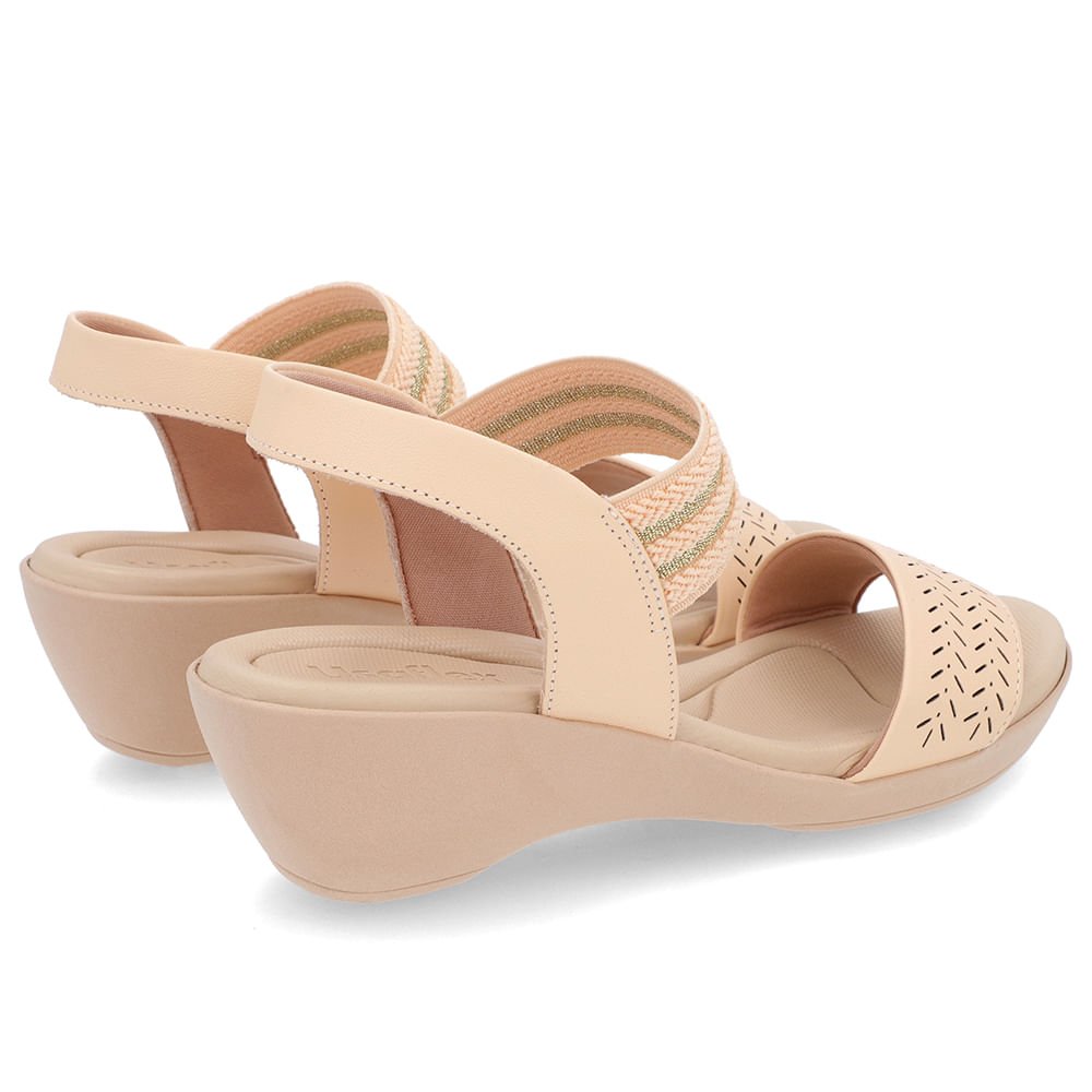 Sandália Anabela Laranja Couro Tira Elástico Laranja 3