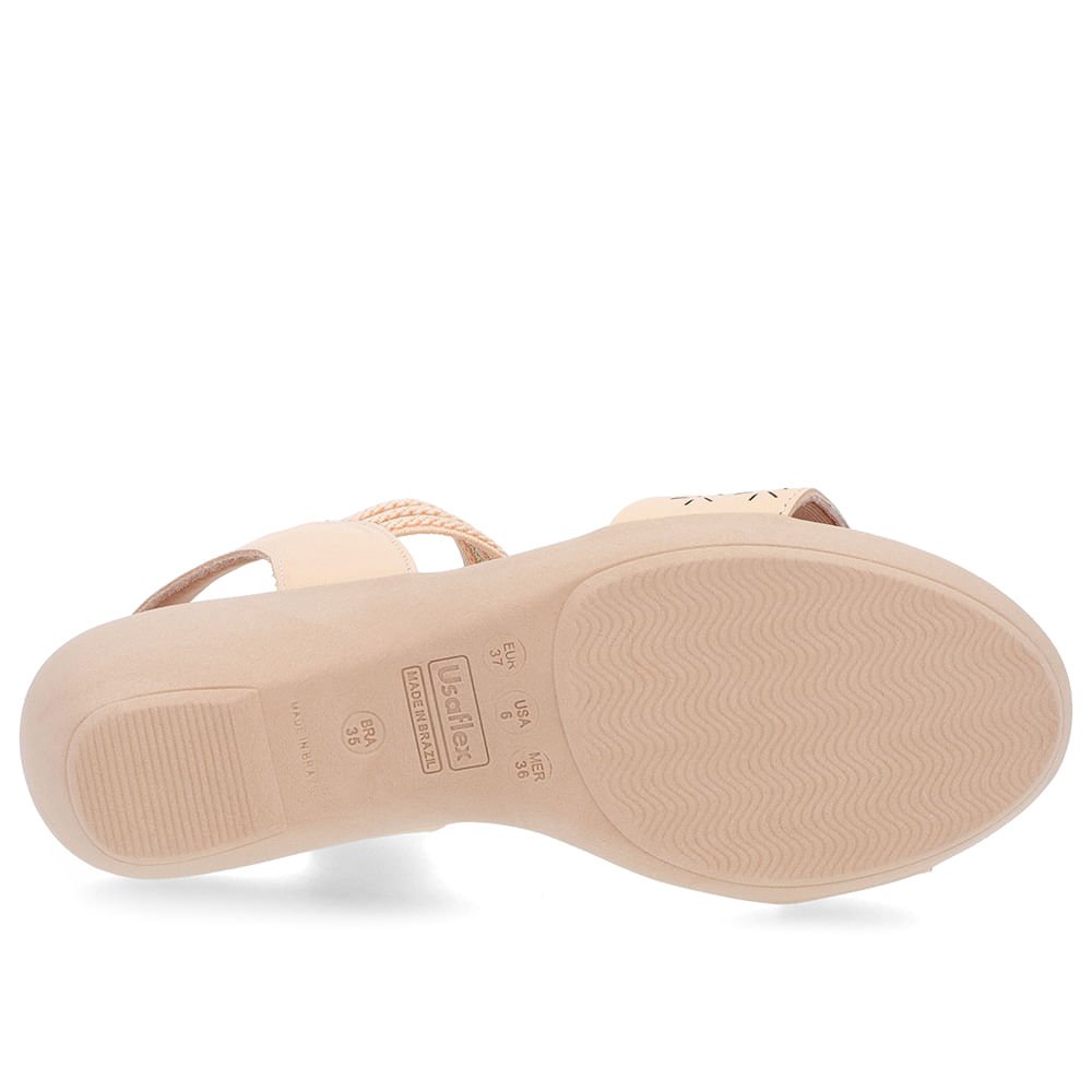 Sandália Anabela Laranja Couro Tira Elástico Laranja 5