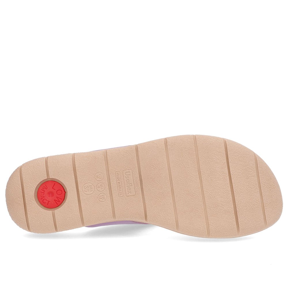 Chinelo Baixo Couro Lilás Enfeite Roxo 5