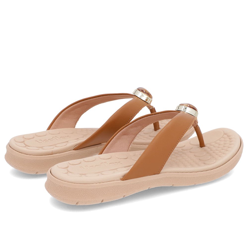 Chinelo Baixo Couro Marrom Enfeite Marrom 3