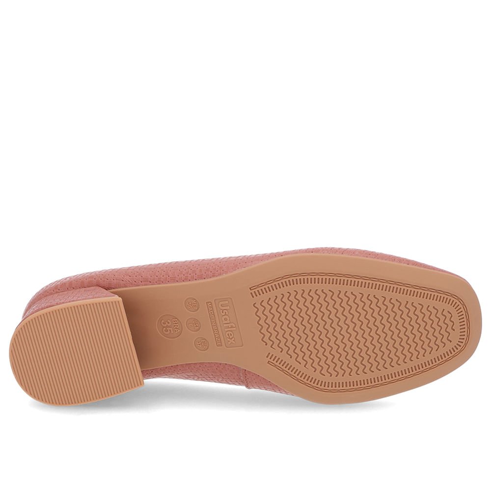 Scarpin Rosa Salto Bloco Couro Básico Rosa 5