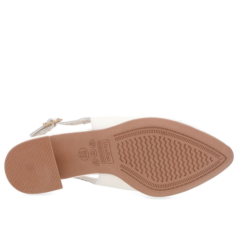 Slingback Off-White Salto Bloco Couro Branco 5