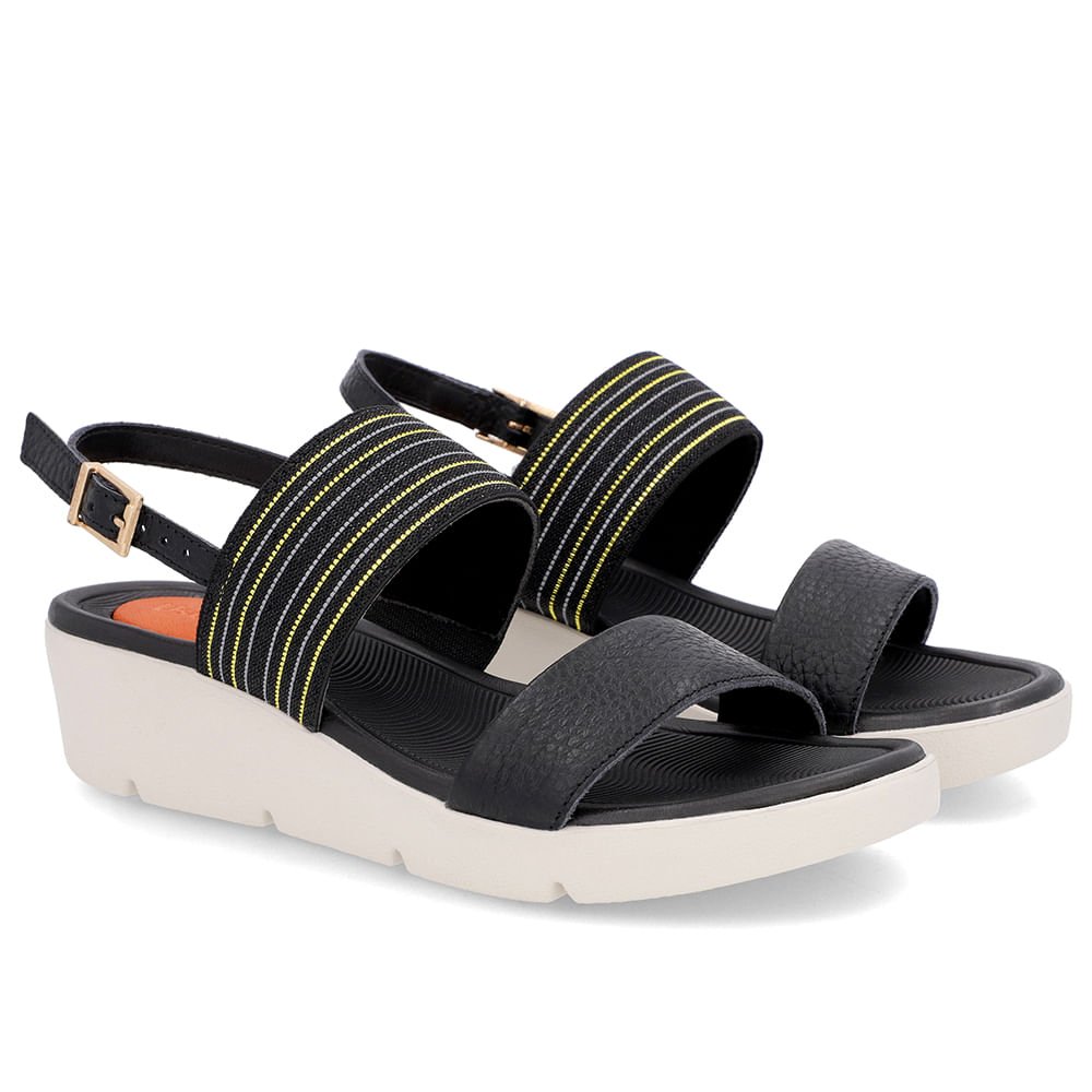 Sandália Plataforma Couro Preta Brilho Preto 2