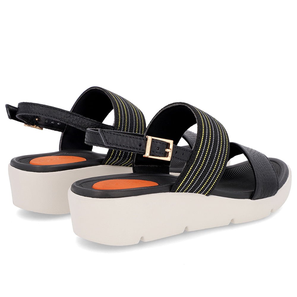 Sandália Plataforma Couro Preta Brilho Preto 3