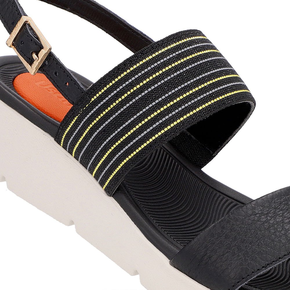 Sandália Plataforma Couro Preta Brilho Preto 4