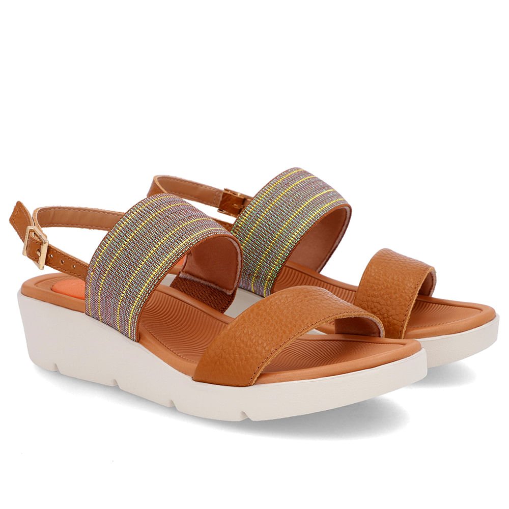 Sandália Plataforma Couro Marrom Brilho Marrom 2