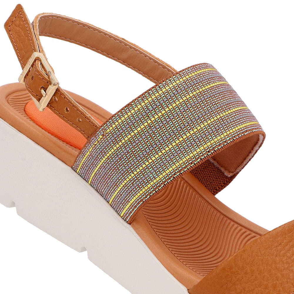 Sandália Plataforma Couro Marrom Brilho Marrom 4