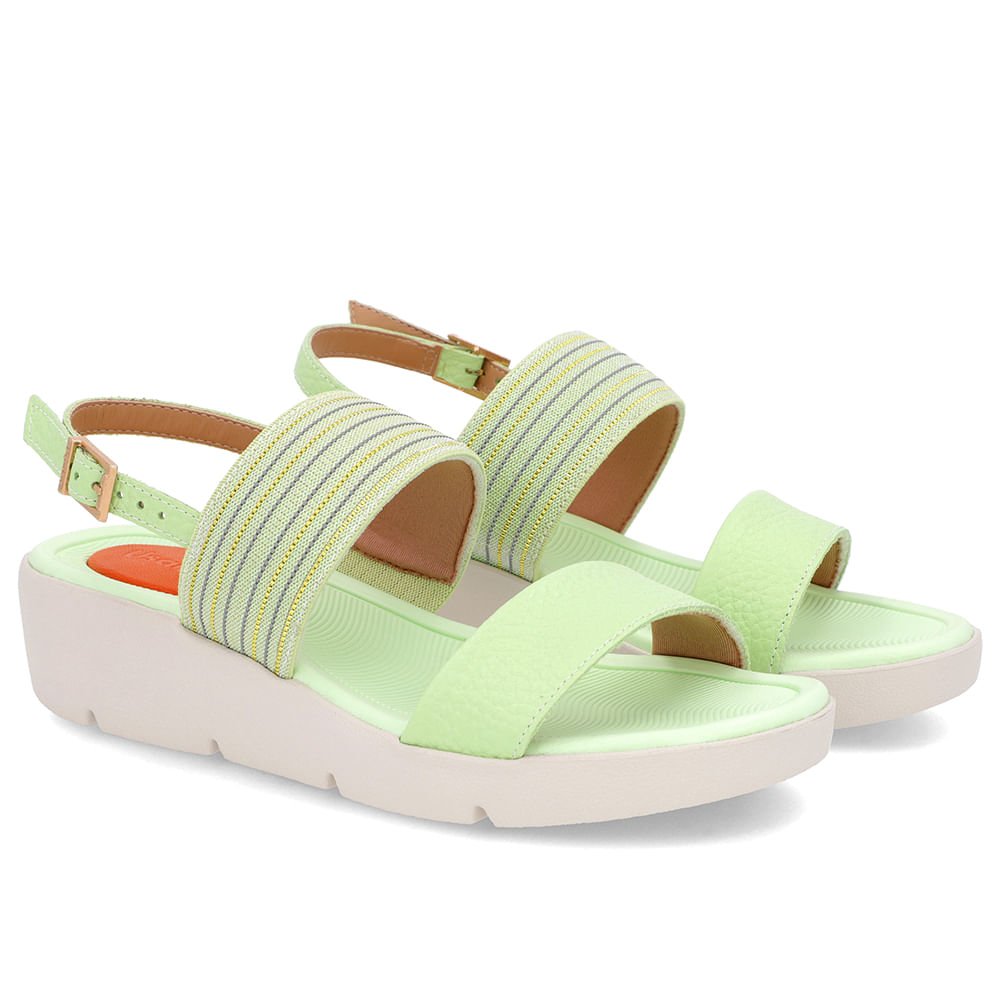 Sandália Plataforma Couro Verde Brilho Verde 2