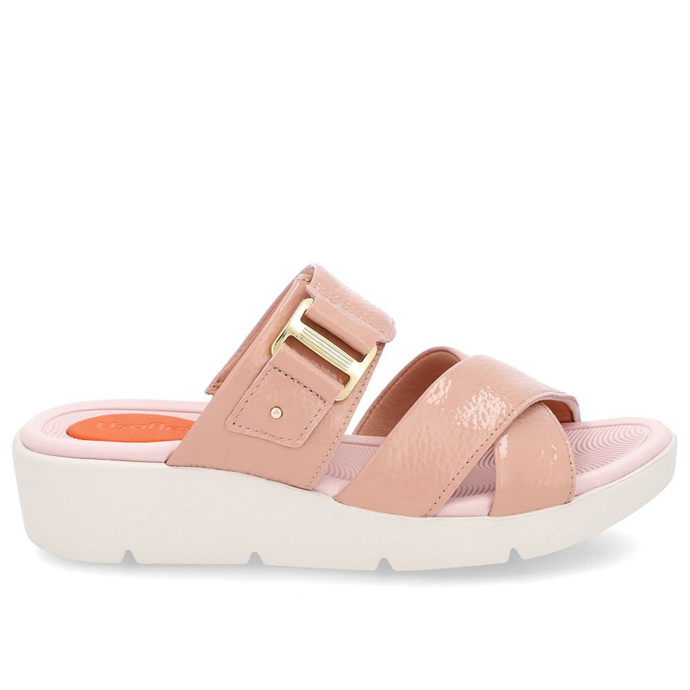 Tamanco Salto Plataforma Couro Verniz Rosa