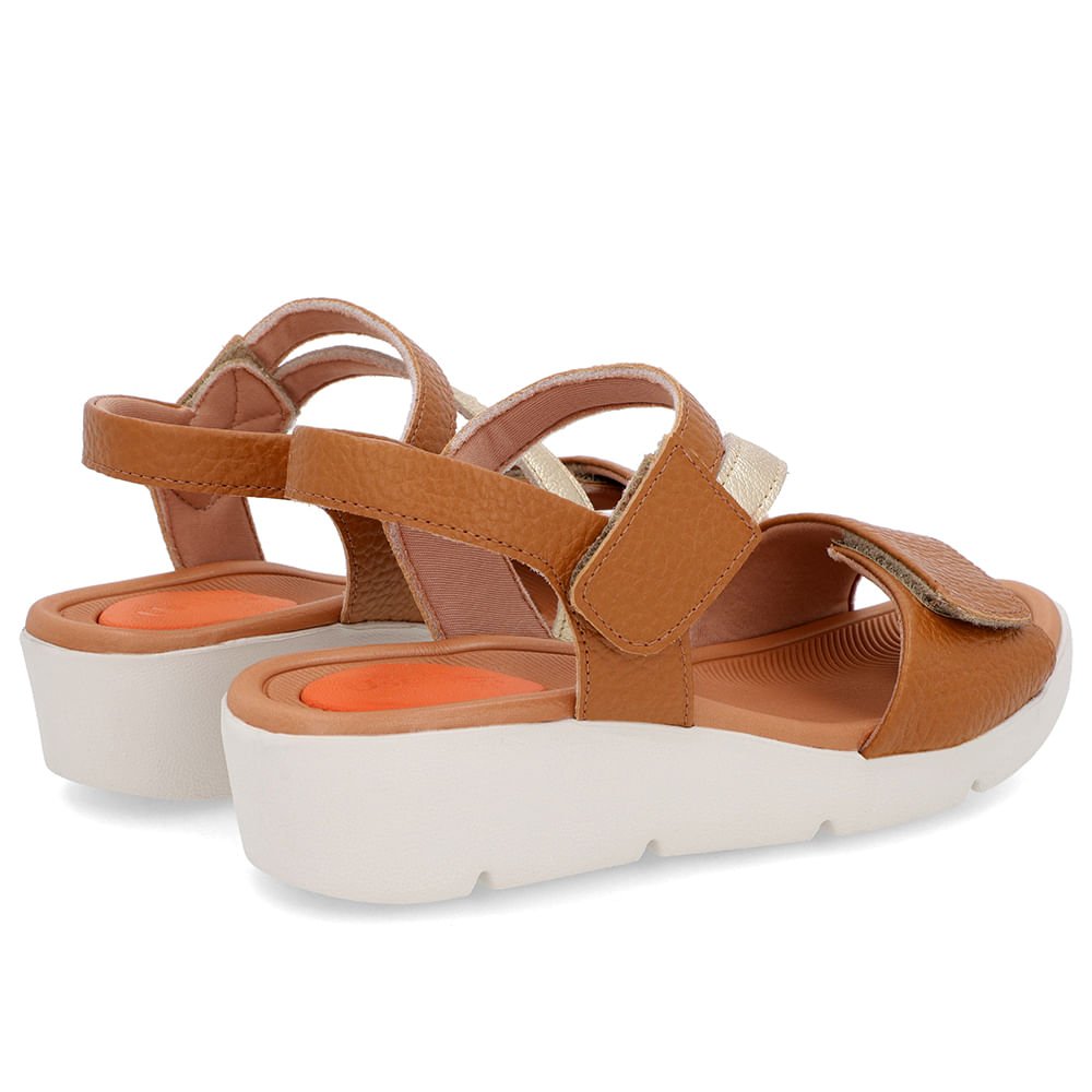 Sandália Plataforma Couro Marrom Ajuste Fecho-Flex Marrom 3