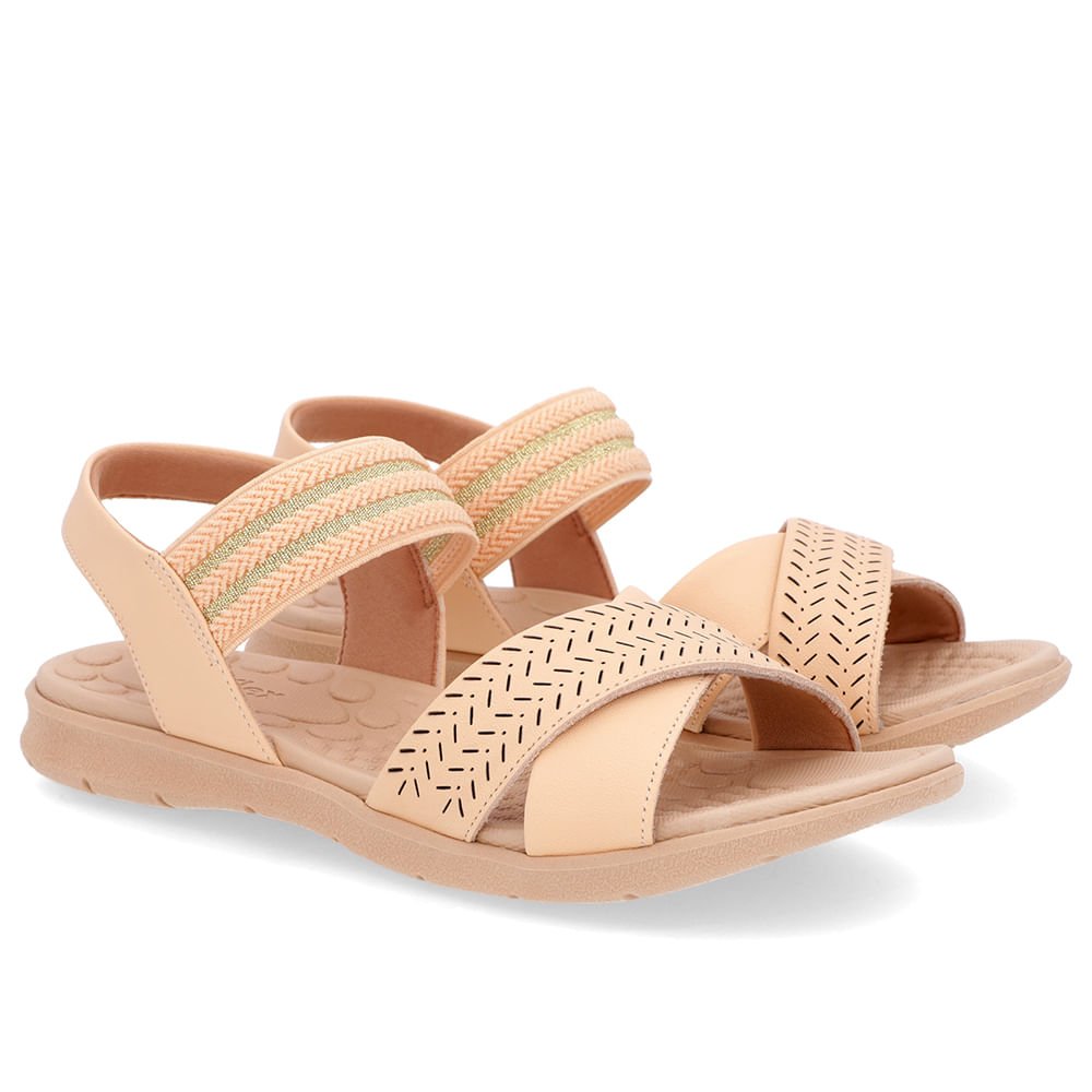 Sandália Salto Baixo Laranja Couro Elástico Brilho Laranja 2