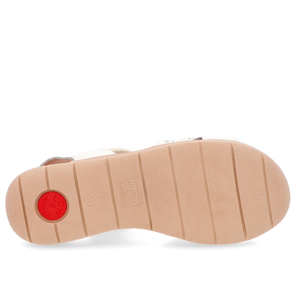 Sandália Salto Baixo Off-White Couro Elástico Brilho Branco 5