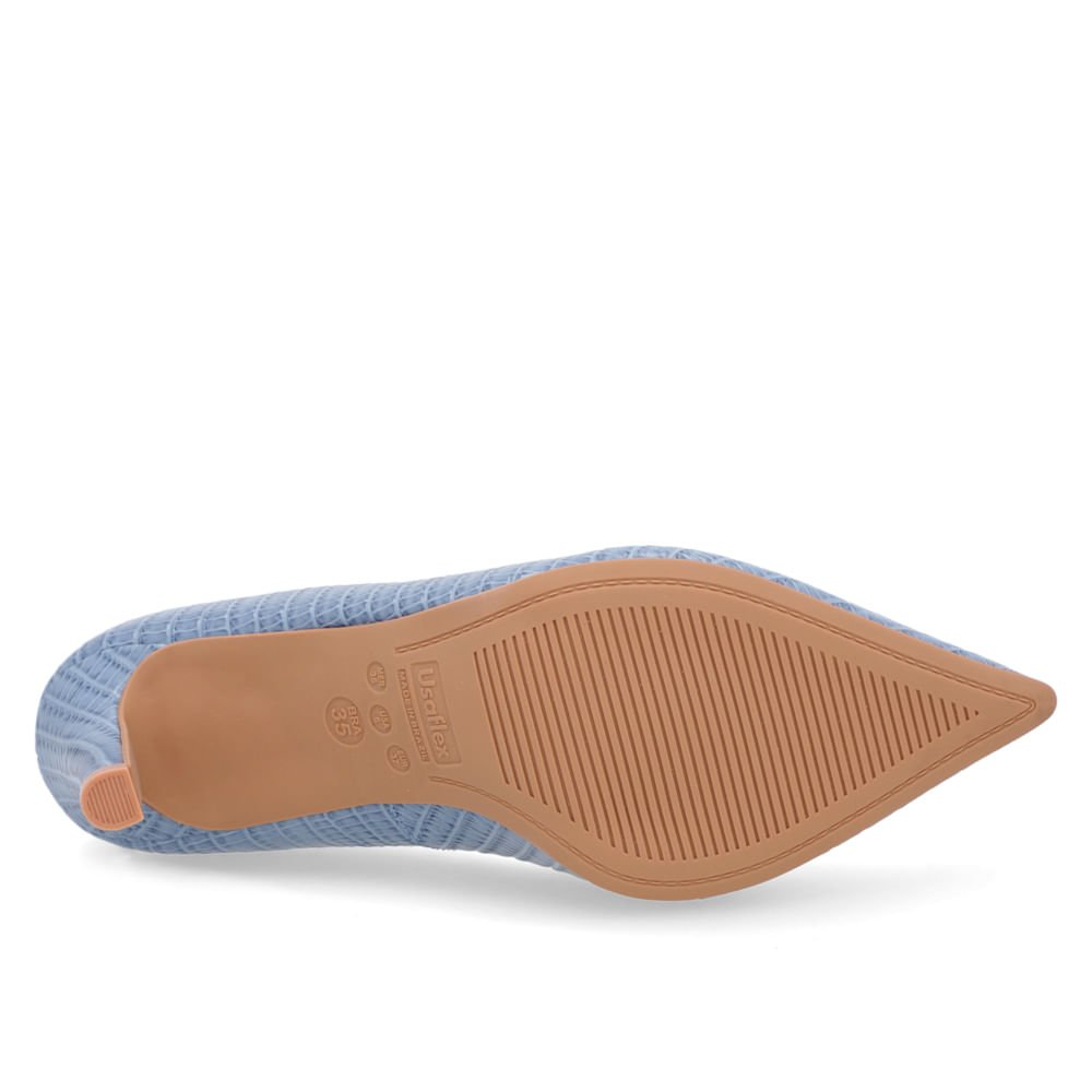 Scarpin Azul Salto Alto Couro Bico Fino Azul 5