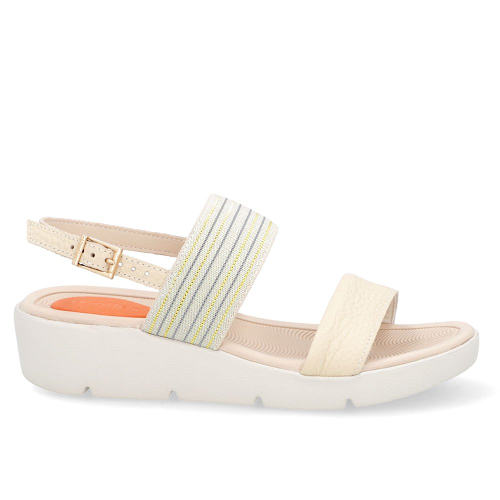 Sandália Plataforma Couro Bege Brilho Bege 1