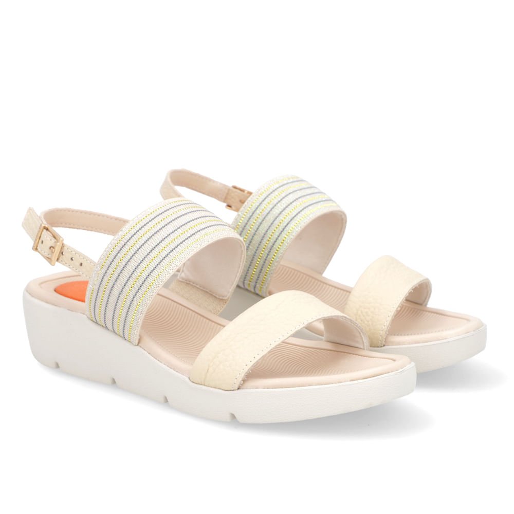 Sandália Plataforma Couro Bege Brilho Bege 2