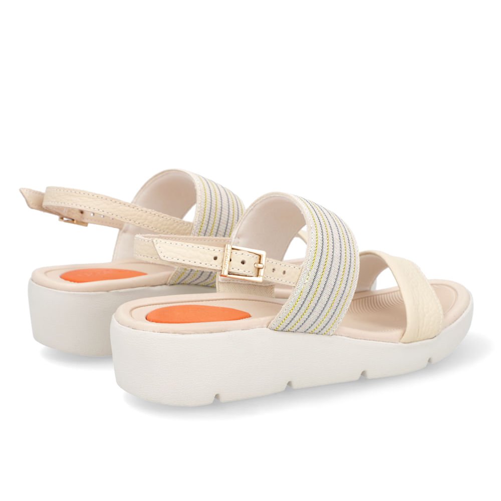 Sandália Plataforma Couro Bege Brilho Bege 3