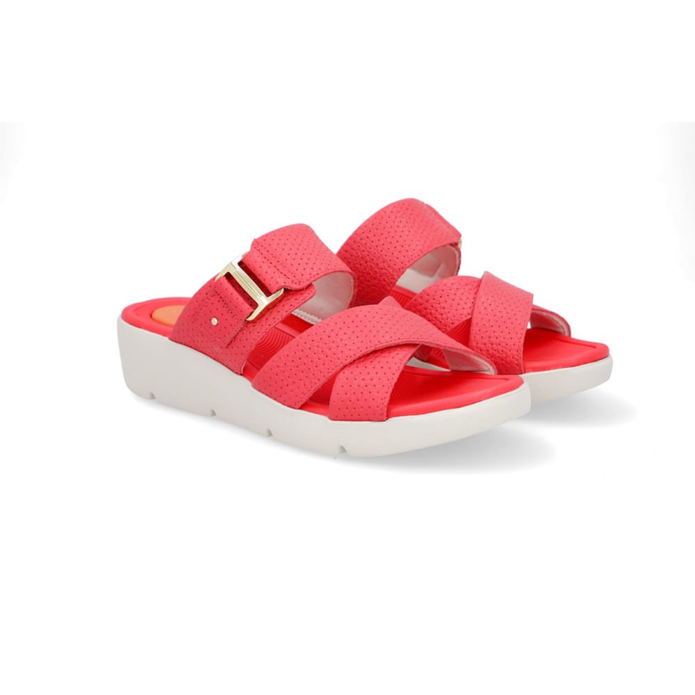 Tamanco Salto Plataforma Couro Textura Vermelho Vermelho 2