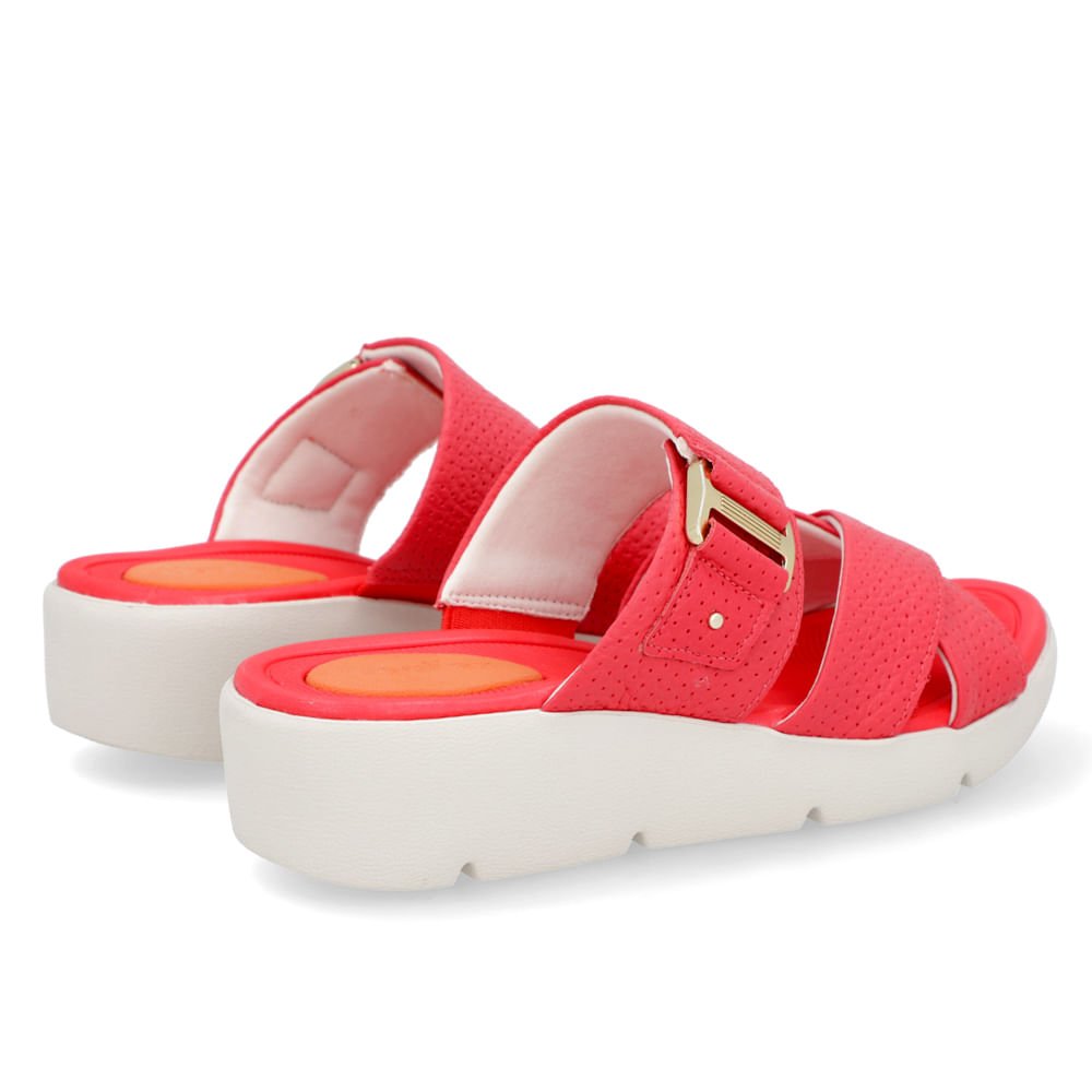 Tamanco Salto Plataforma Couro Textura Vermelho Vermelho 3