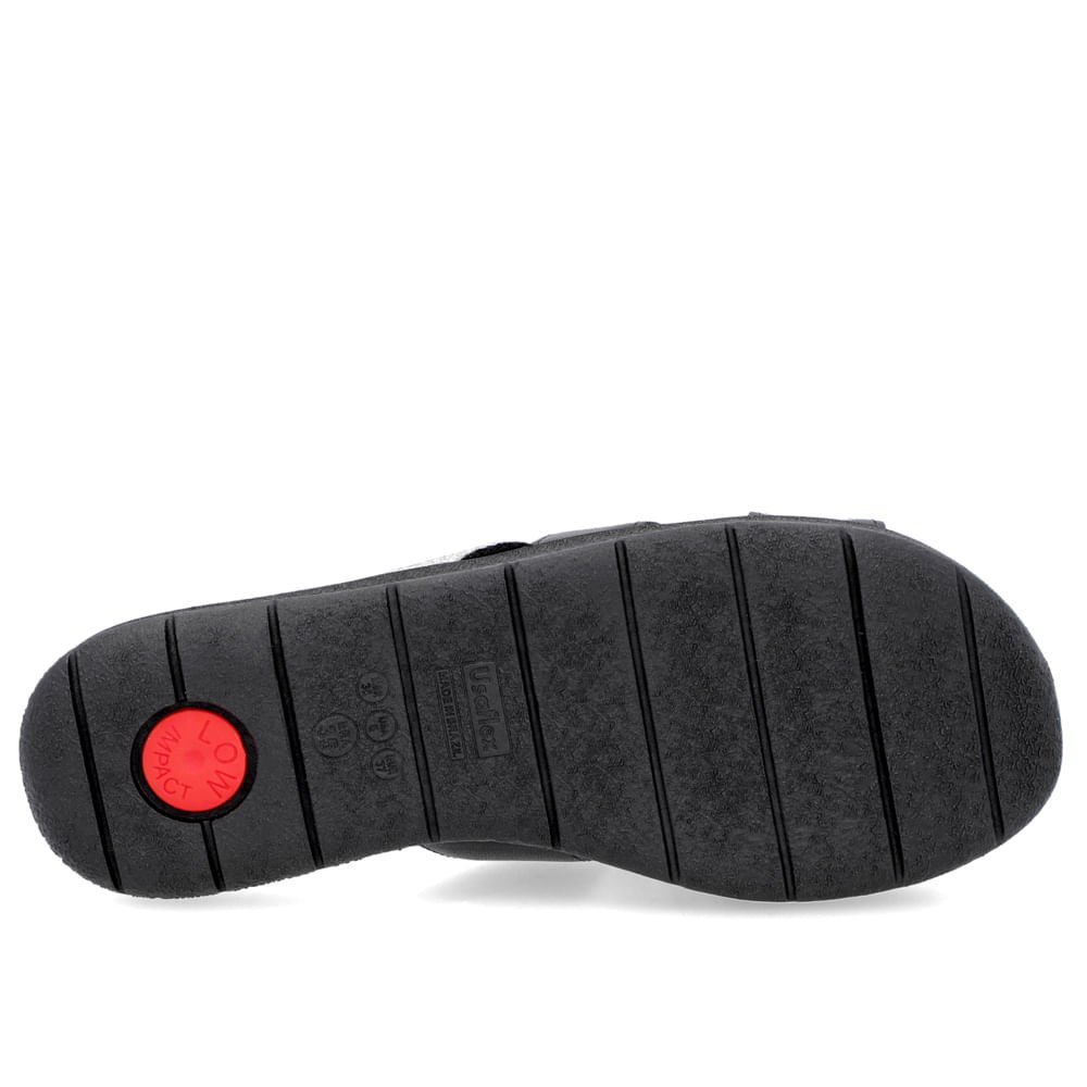 Slide Preto Tiras Couro Strass Preto 5