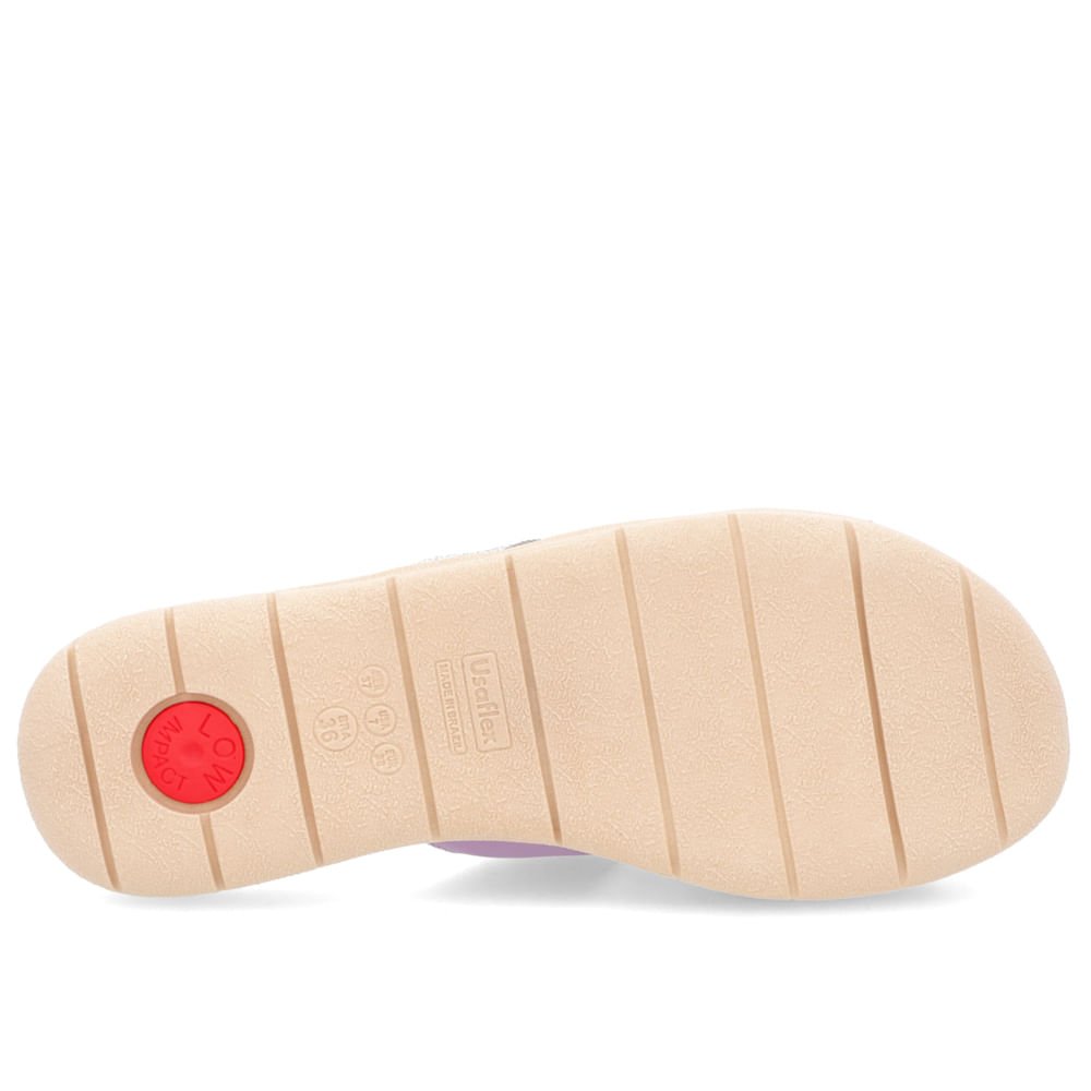 Slide Lilás Tiras Couro Strass Roxo 5