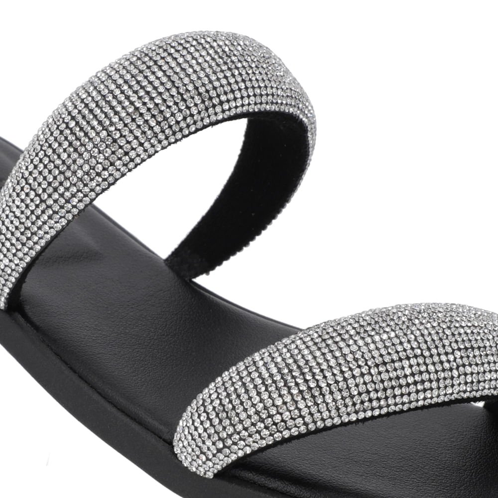 Rasteira Preta Strass Preto 4